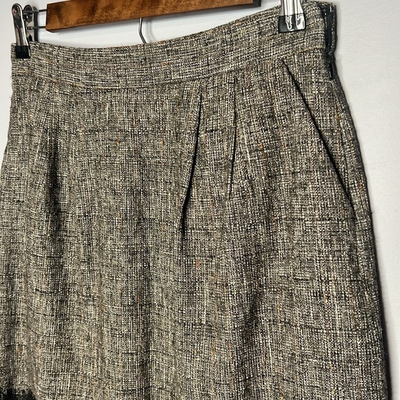 CLASSIQUES ENTIER SIZE 0 GRAY WOVEN SKIRT WITH BLACK LACE - Picture 5 of 11
